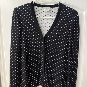 St John Sport Polka Dot Cardigan Sweater - Black and White
